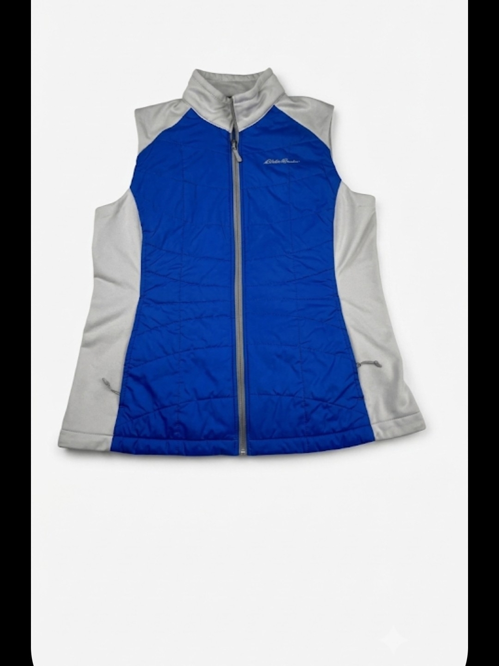 Eddie Bauer Royal Blue and Light Gray Quilted Womams Vest